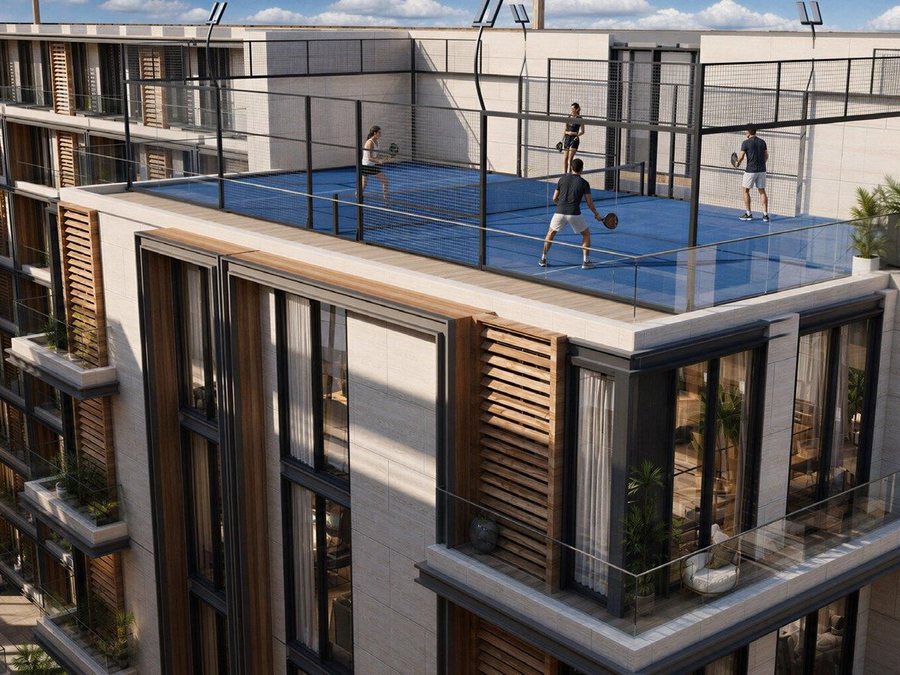 Rooftop padel courts, residents only