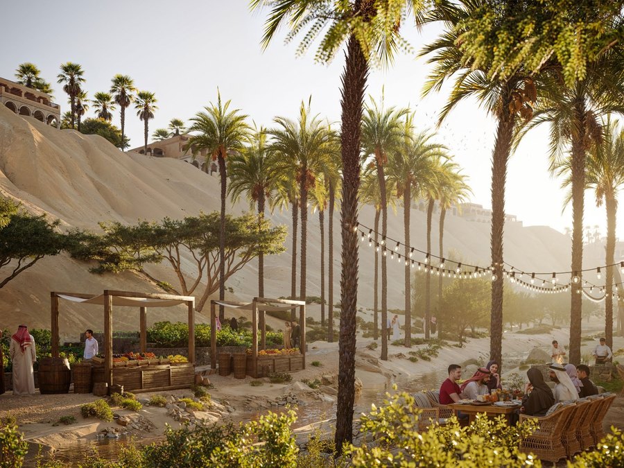 Palm walk at dusk